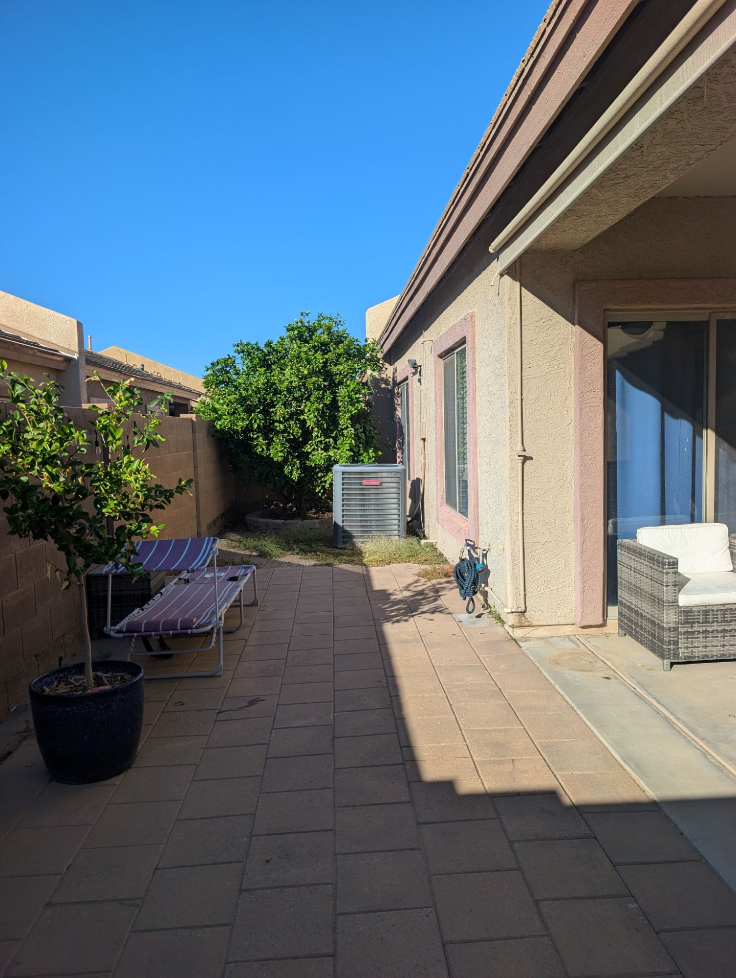 Private paver backyard